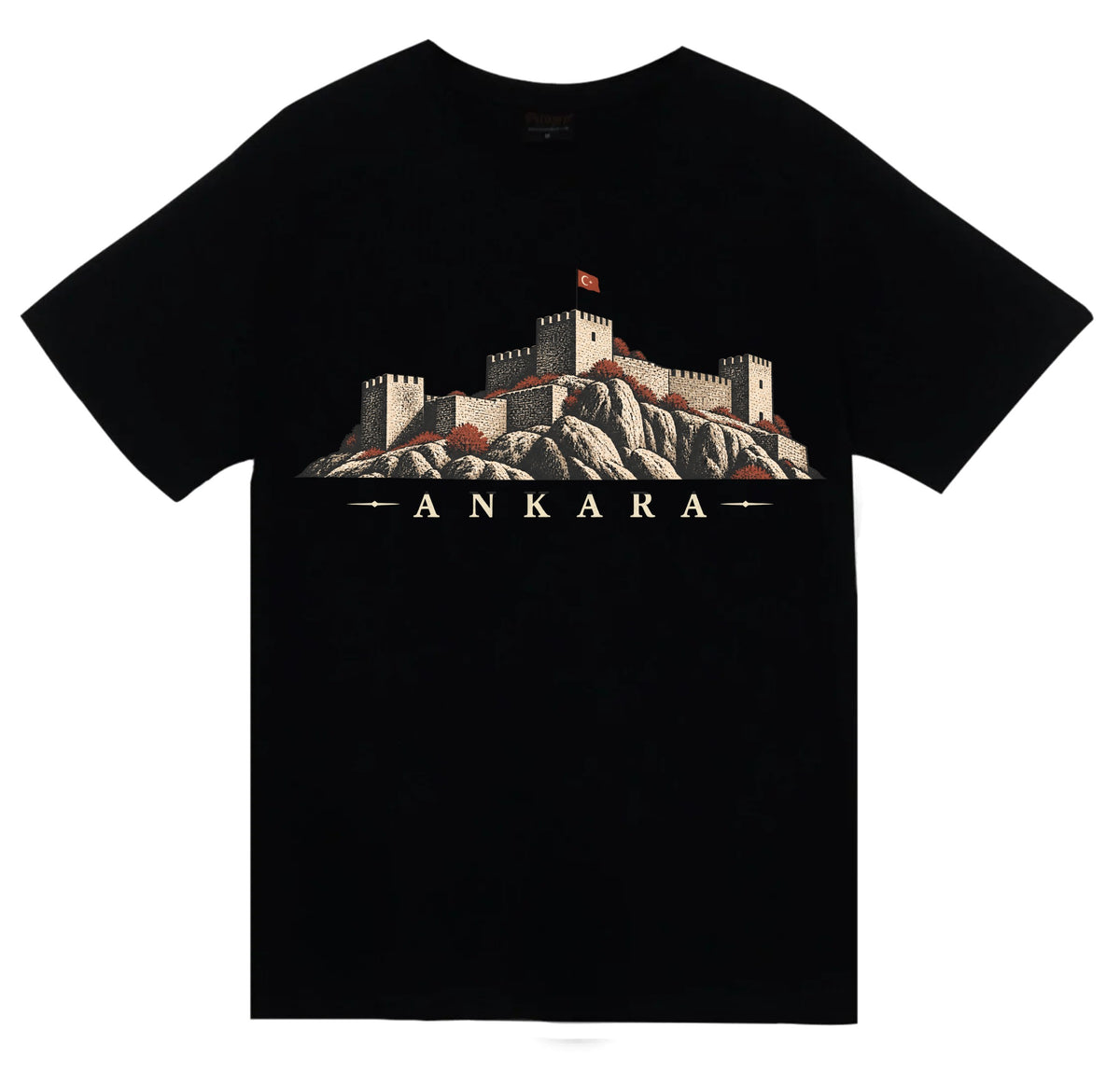 Ankara Kalesi baskılı siyah t-shirt