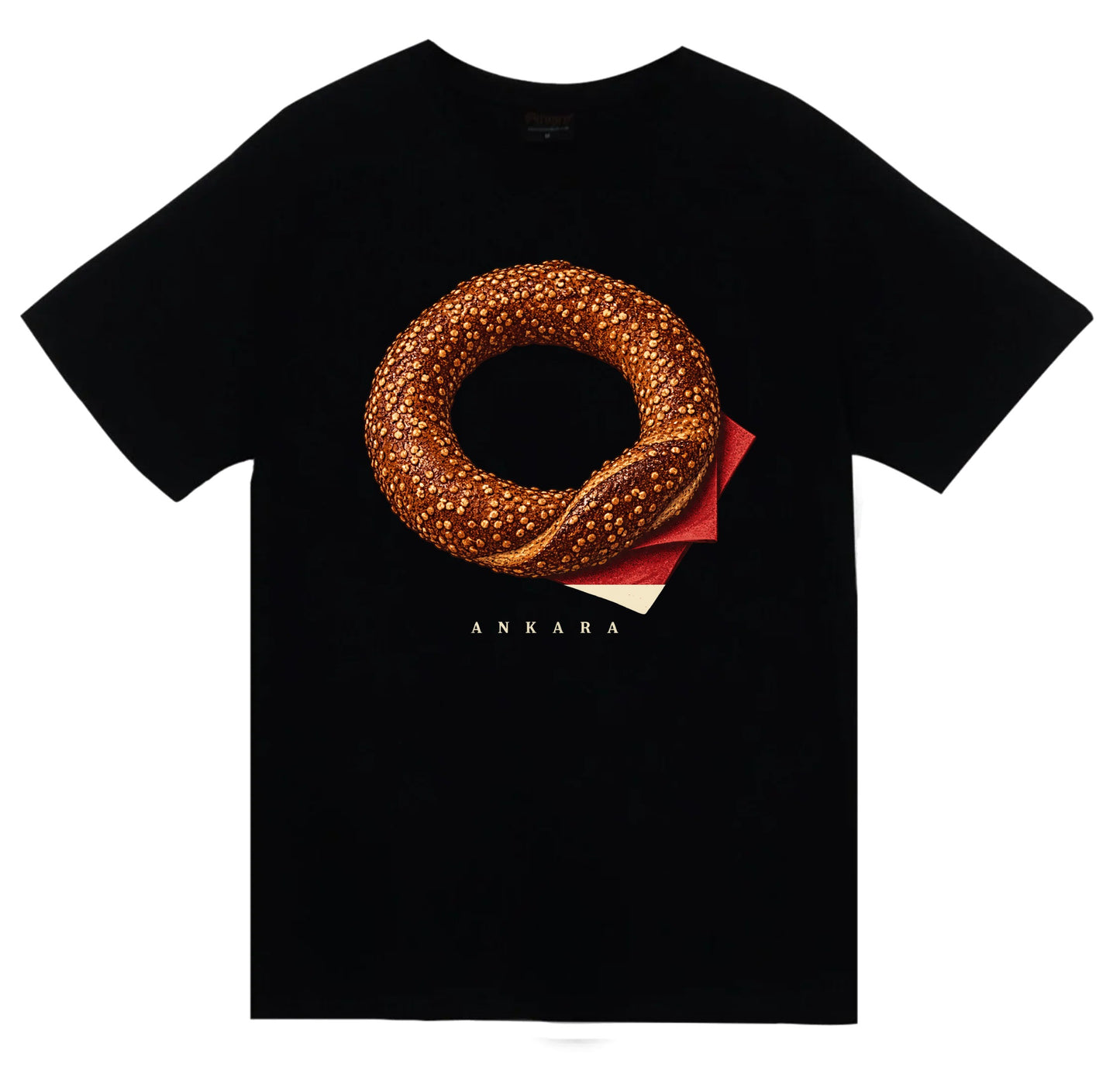 Ankara Simidi baskılı siyah t-shirt