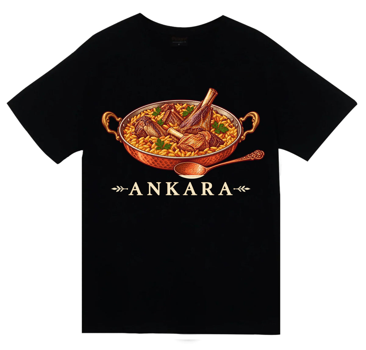 Ankara Tavası baskılı siyah t-shirt