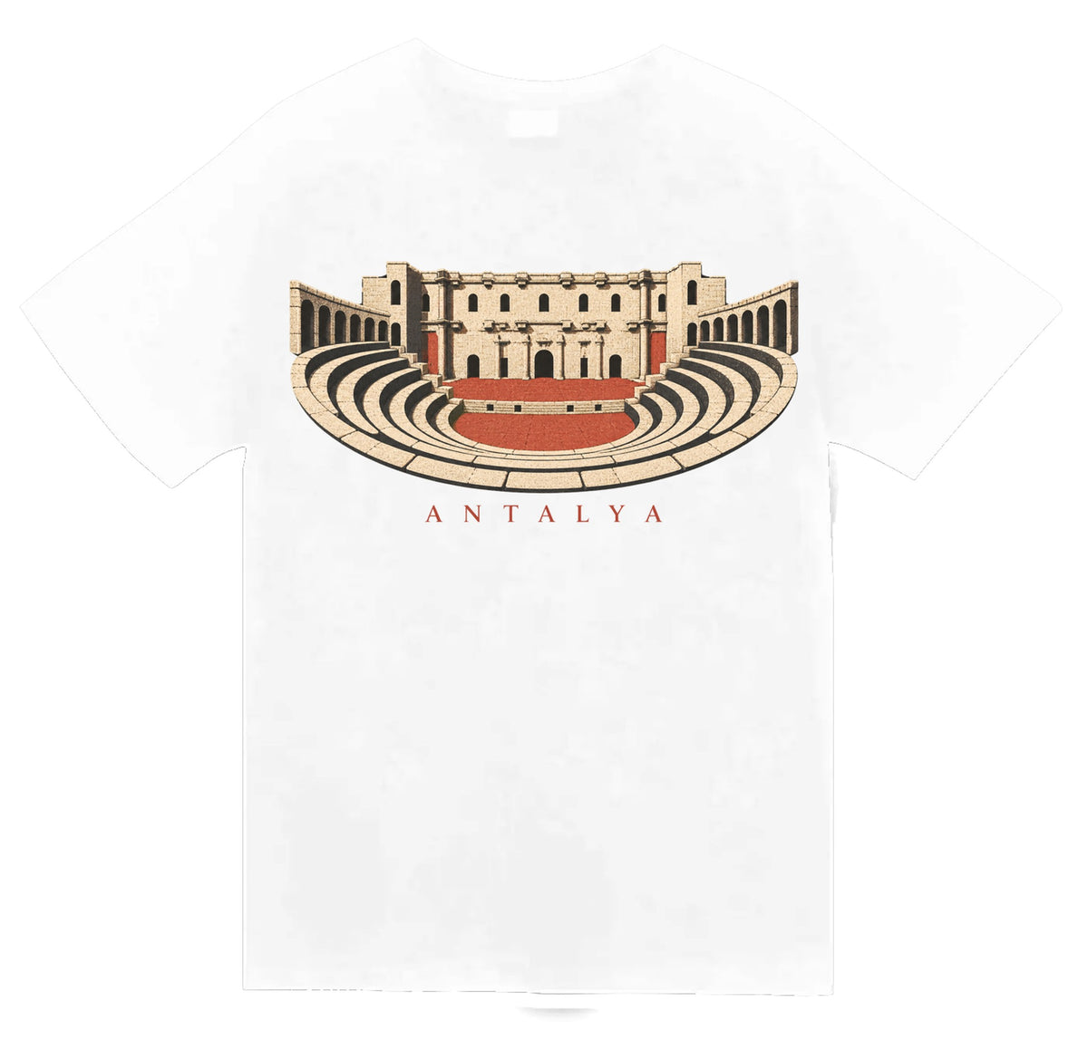 Antalya Aspendos baskılı beyaz t-shirt