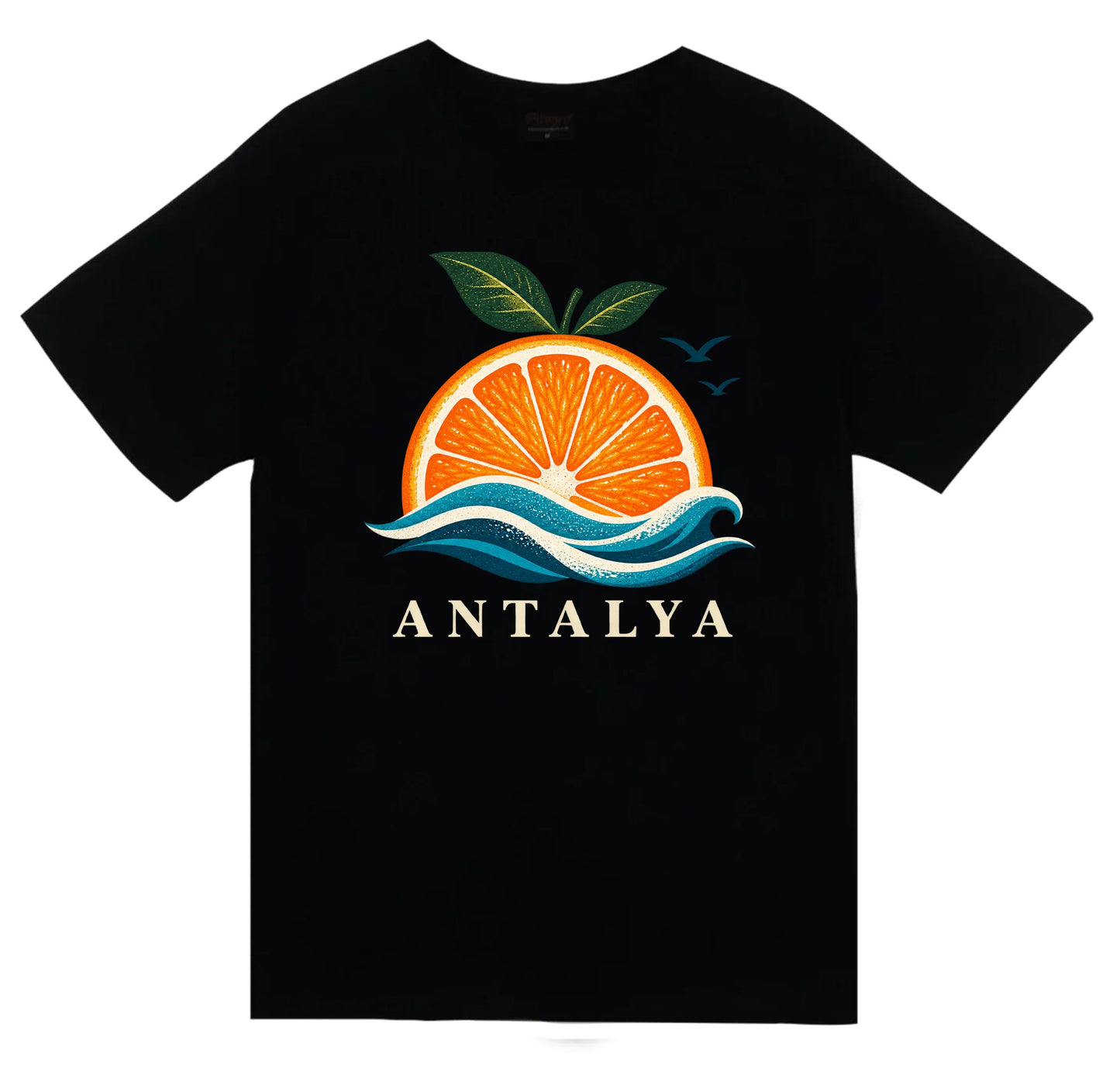Antalya Finike Portakalı baskılı siyah t-shirt