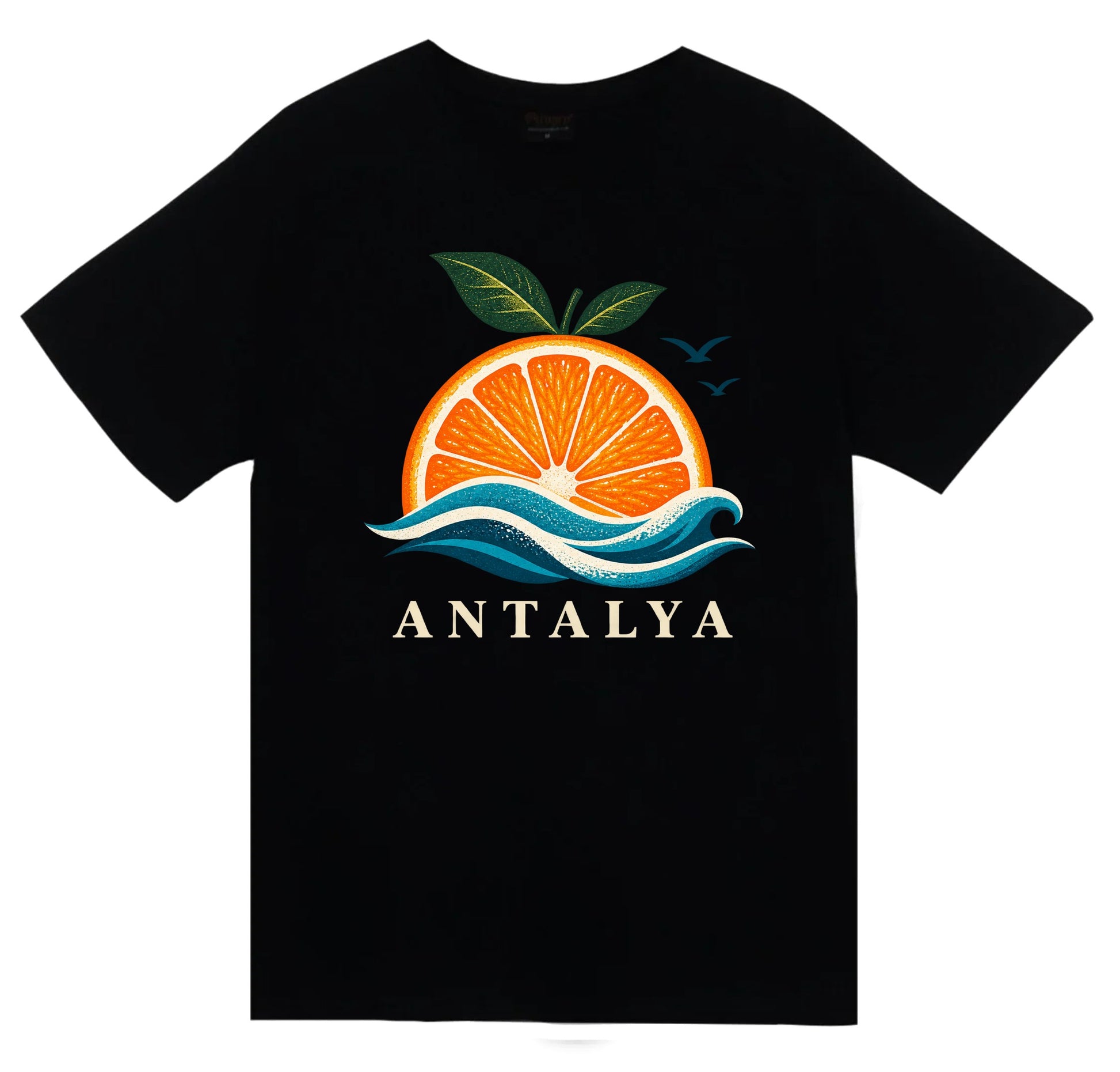 Antalya Finike Portakalı baskılı siyah t-shirt