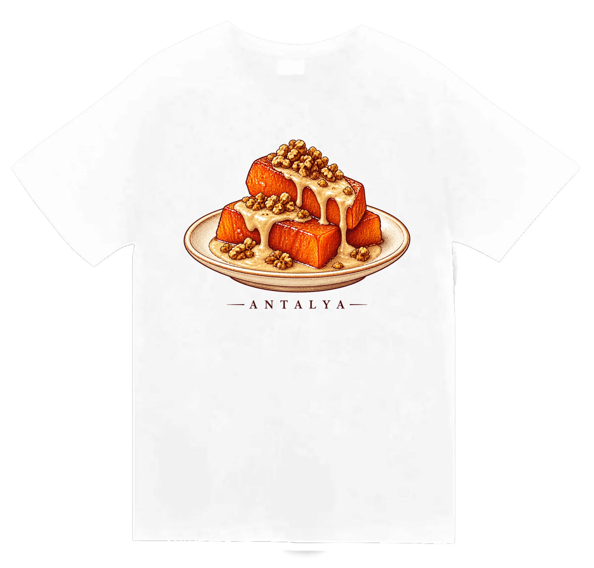 Antalya Kabak Tatlısı baskılı beyaz t-shirt