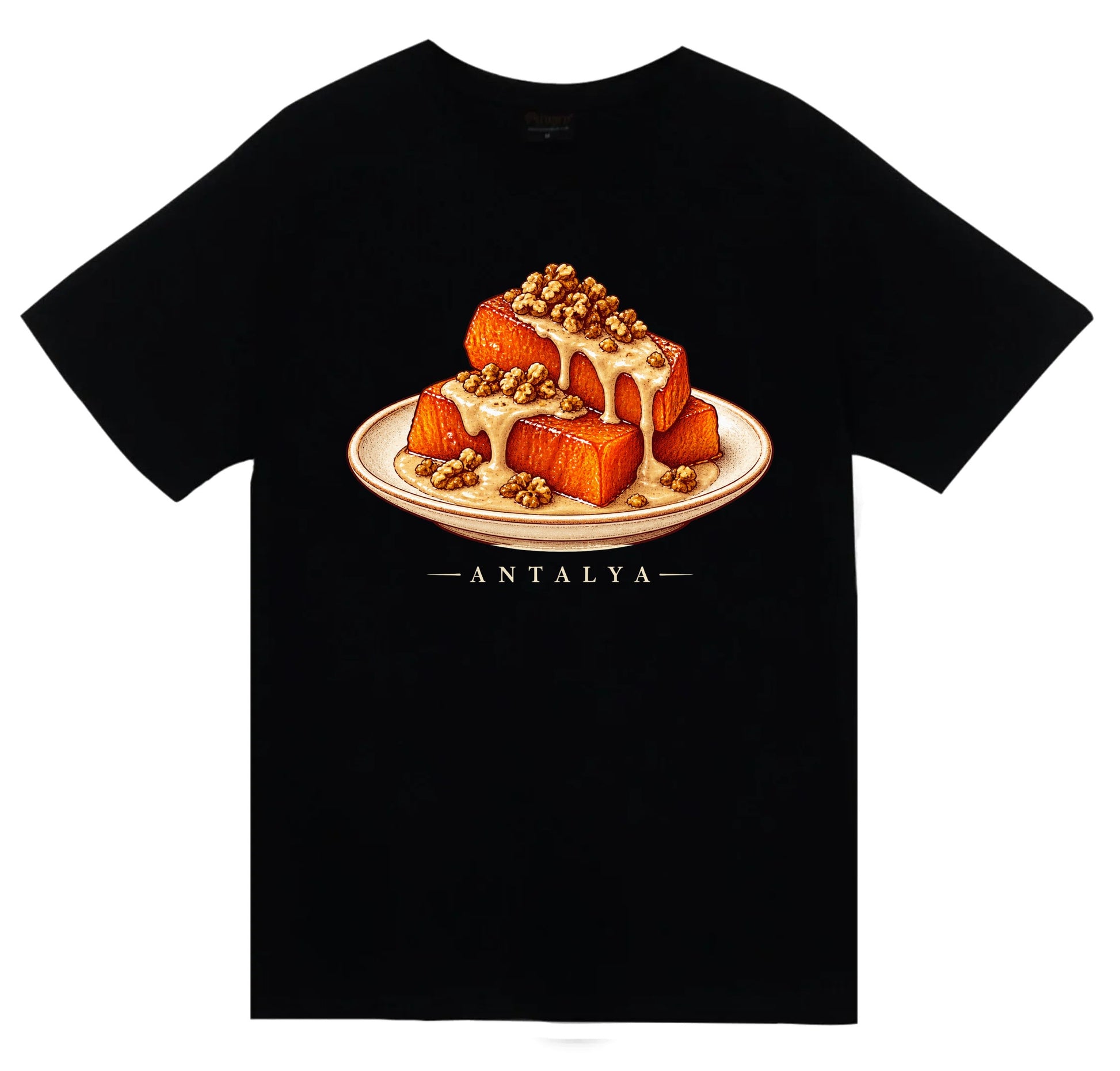 Antalya Kabak Tatlısı baskılı siyah t-shirt