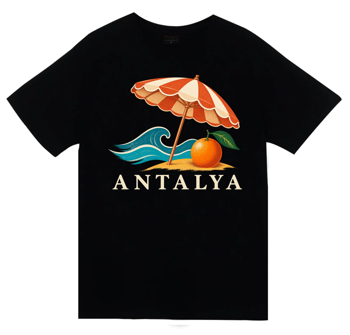 Antalya Akdeniz Sahili baskılı siyah t-shirt