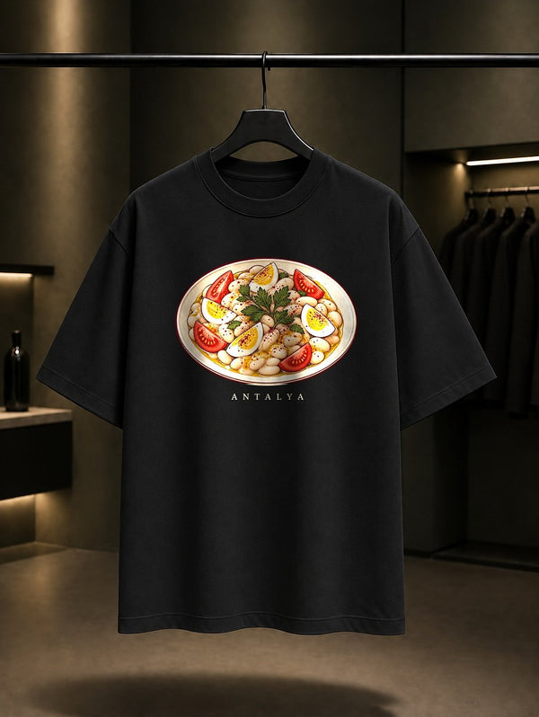 Antalya Piyazı baskılı siyah t-shirt