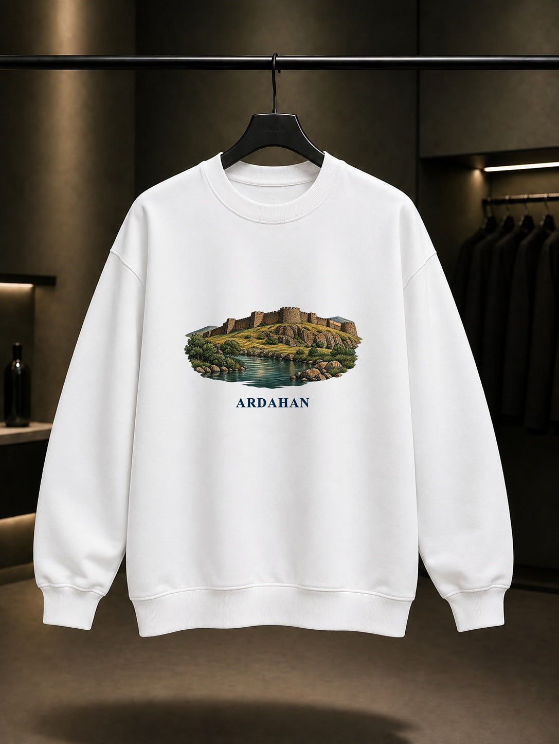 Ardahan Kalesi baskılı beyaz sweatshirt