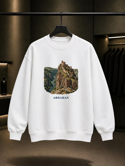 Ardahan Şeytan Kalesi baskılı beyaz sweatshirt