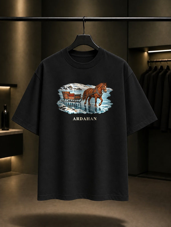 Ardahan Çıldır Gölü baskılı siyah t-shirt