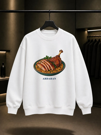 Ardahan Kaz Pilavı baskılı beyaz sweatshirt
