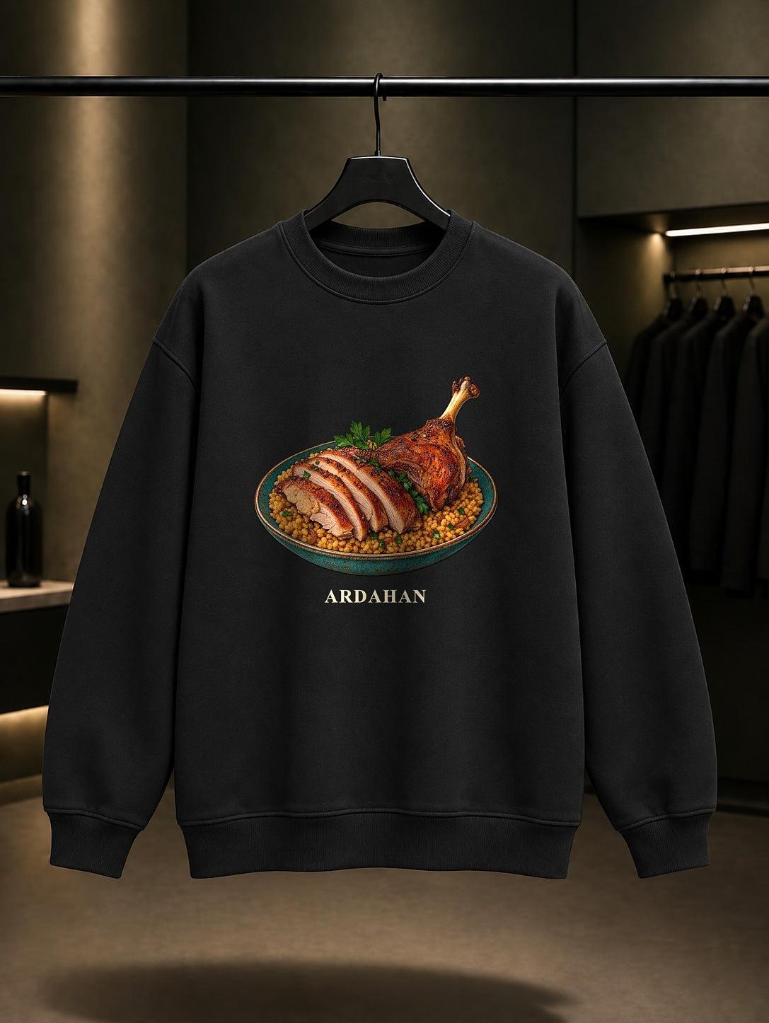 Ardahan Kaz Pilavı baskılı siyah sweatshirt