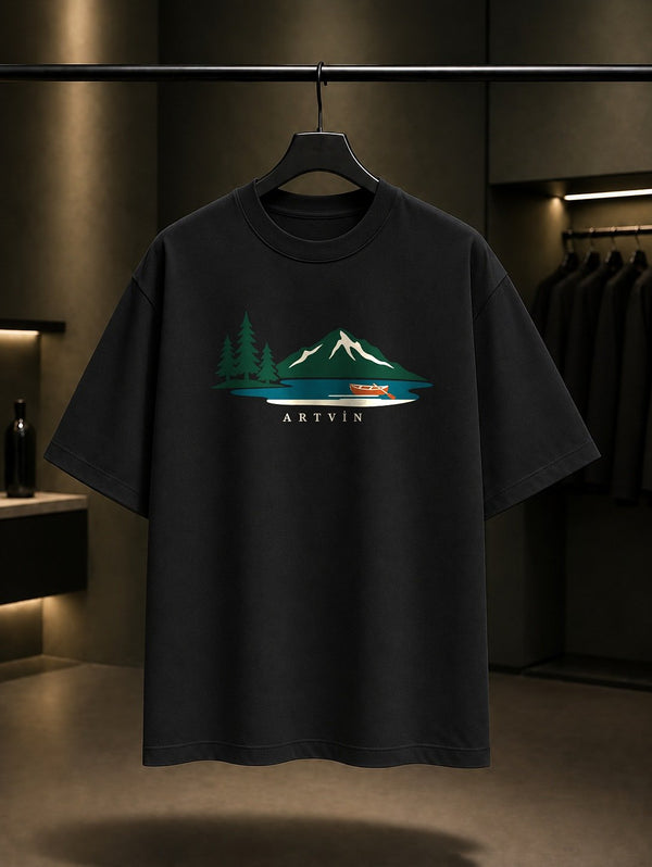 Artvin Borçka Karagöl baskılı siyah t-shirt