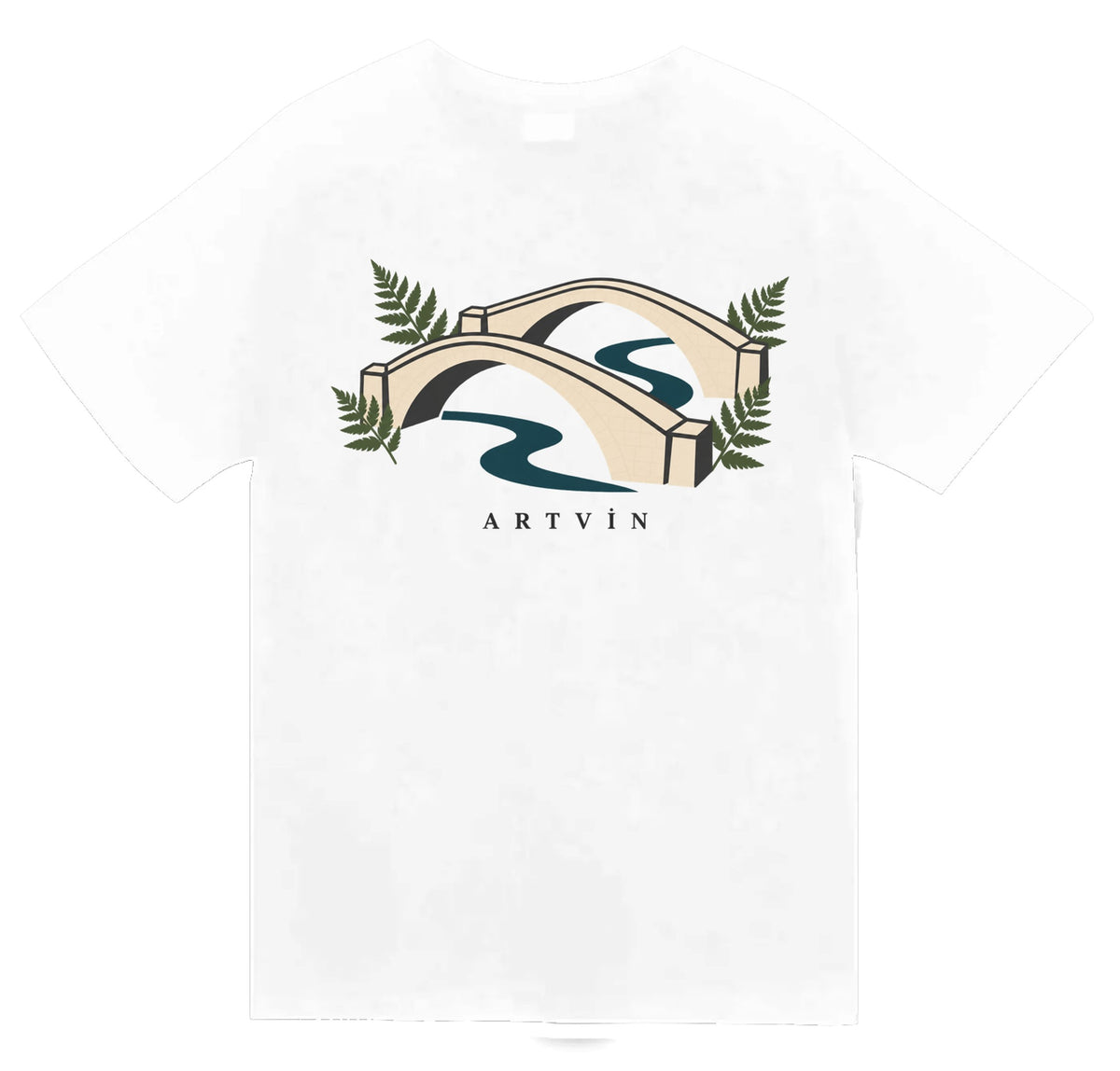 Artvin Çifte Köprü baskılı beyaz t-shirt
