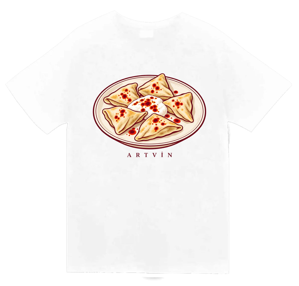 Artvin Hınkalı baskılı beyaz t-shirt