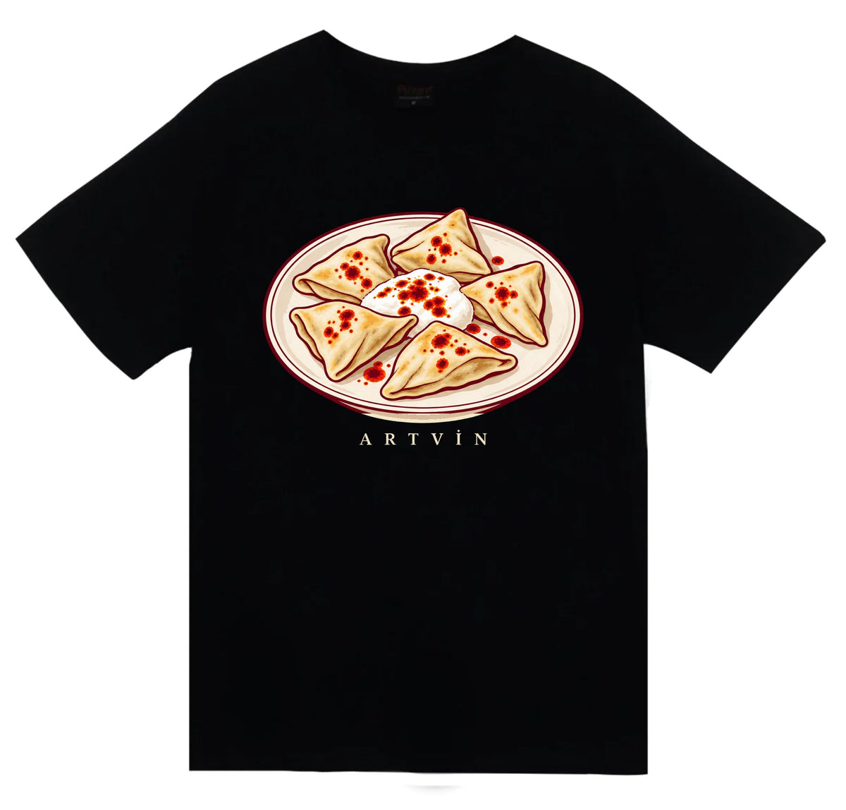 Artvin Hınkalı baskılı siyah t-shirt