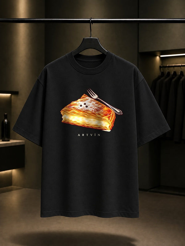 Artvin Hopa Laz Böreği baskılı siyah t-shirt