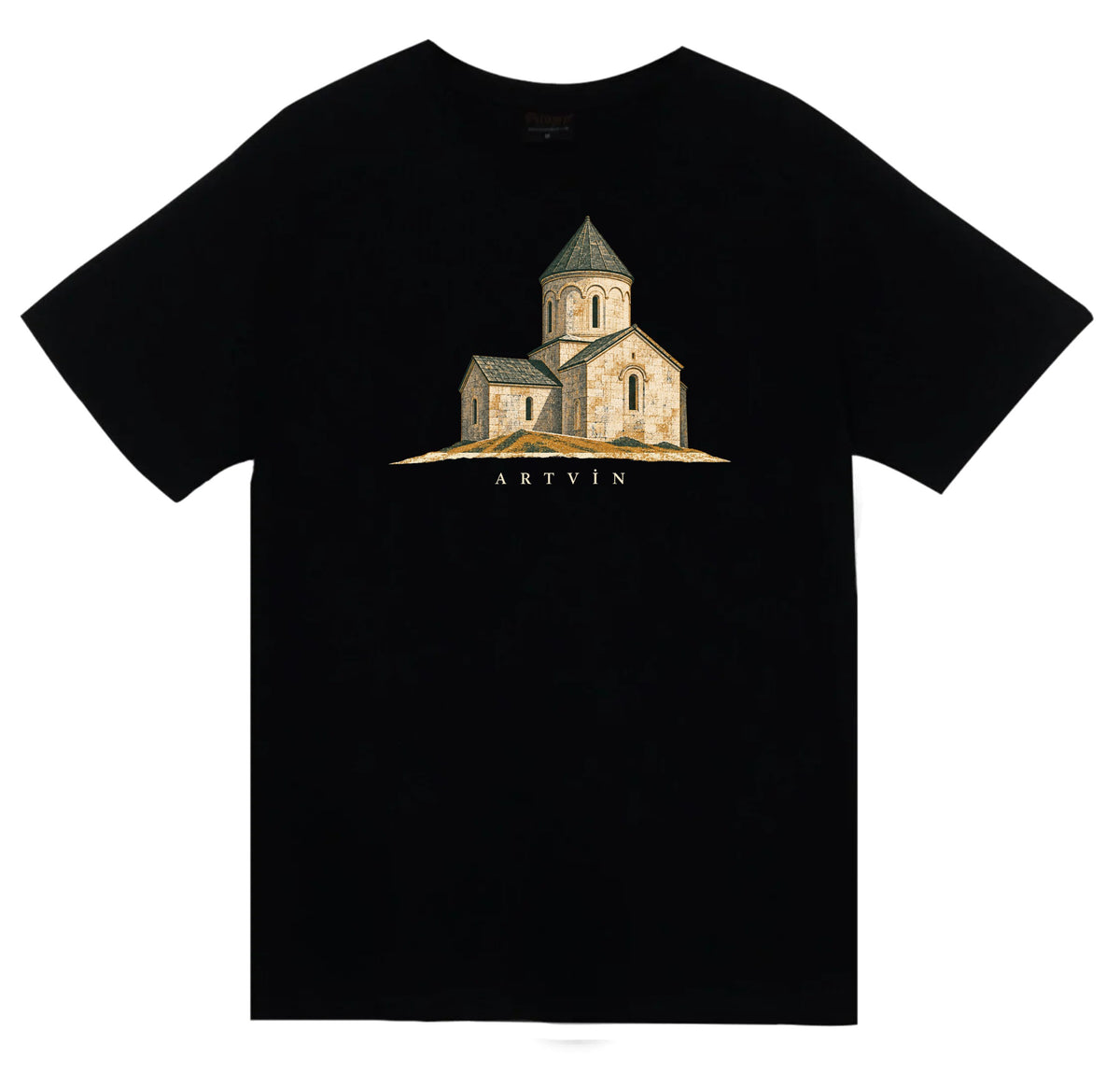 Artvin İşhan Kilisesi baskılı siyah t-shirt
