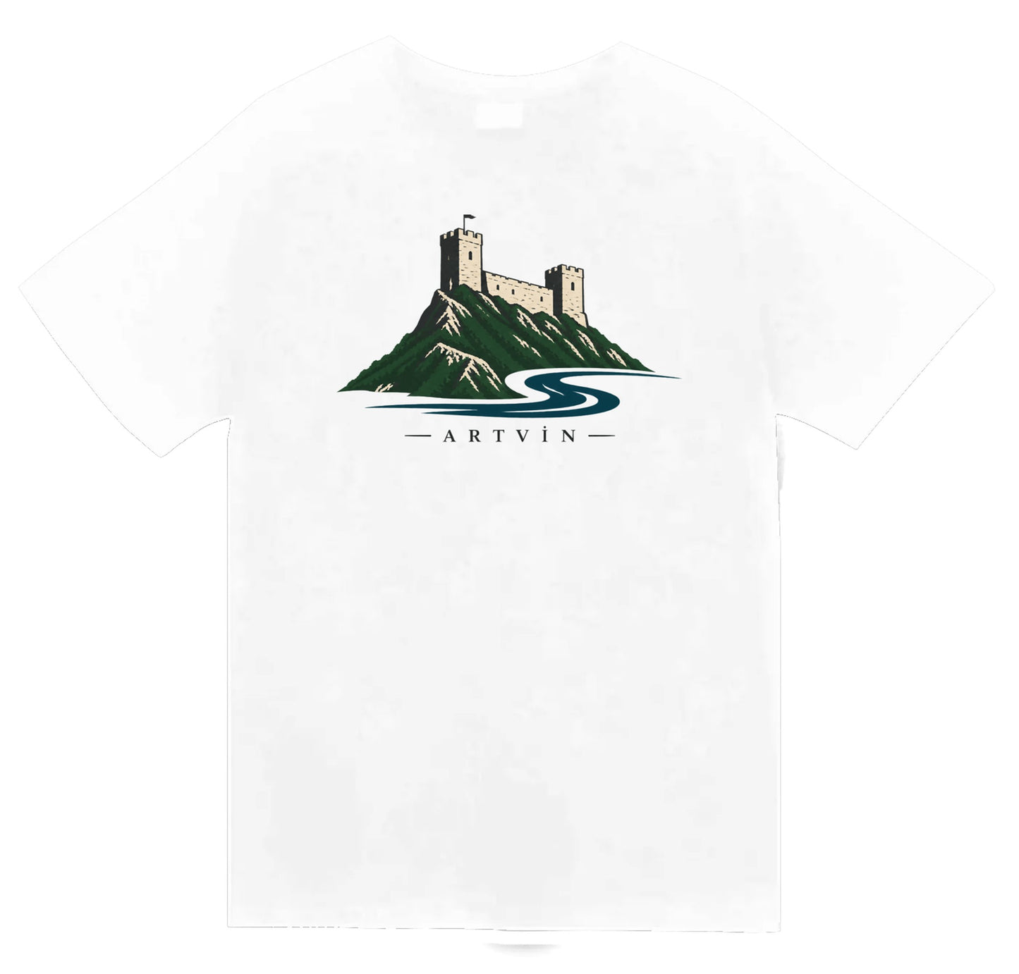 Artvin Livane Kalesi baskılı beyaz t-shirt