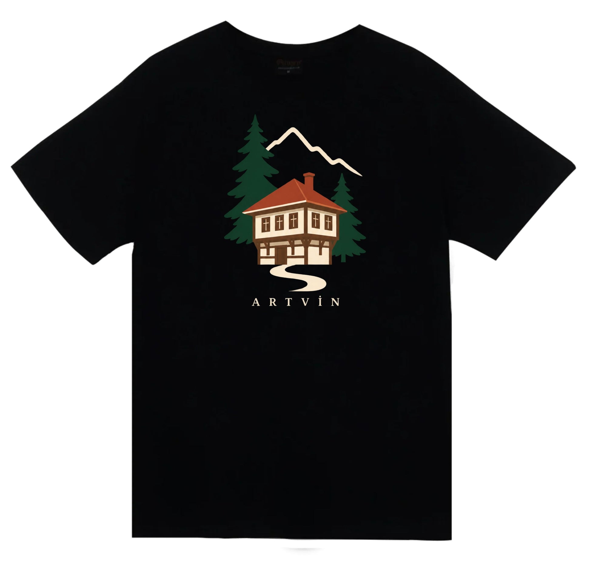 Artvin Şavşat Evi baskılı siyah t-shirt