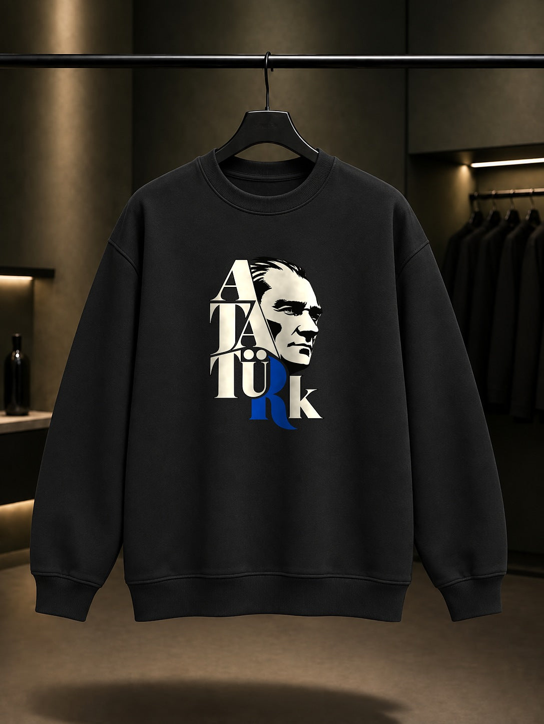 Typeface Portrait Baskılı Unisex %100 Pamuk Sweatshirt