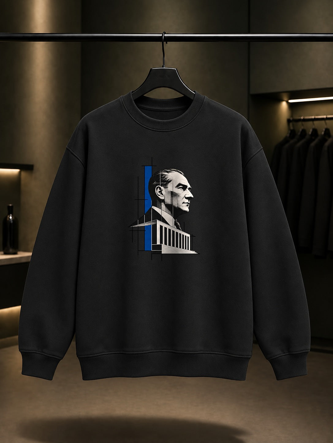 Architectural Face Baskılı Unisex %100 Pamuk Sweatshirt