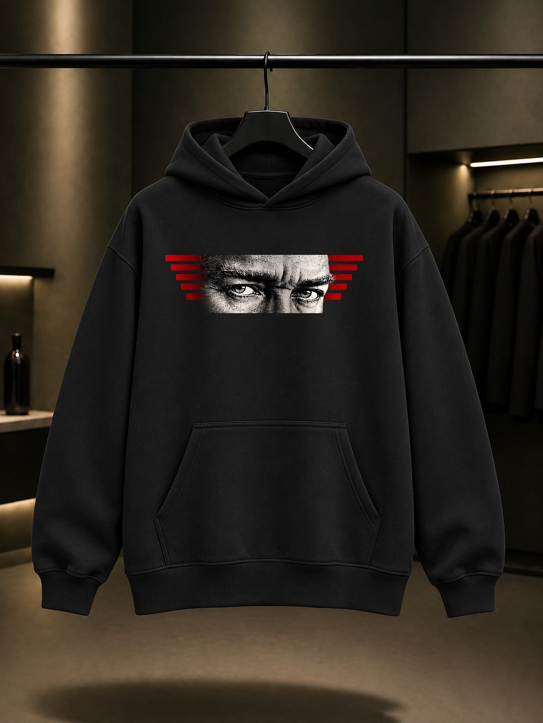 Optical Gaze Baskılı Unisex %100 Pamuk Kapüşonlu Sweatshirt