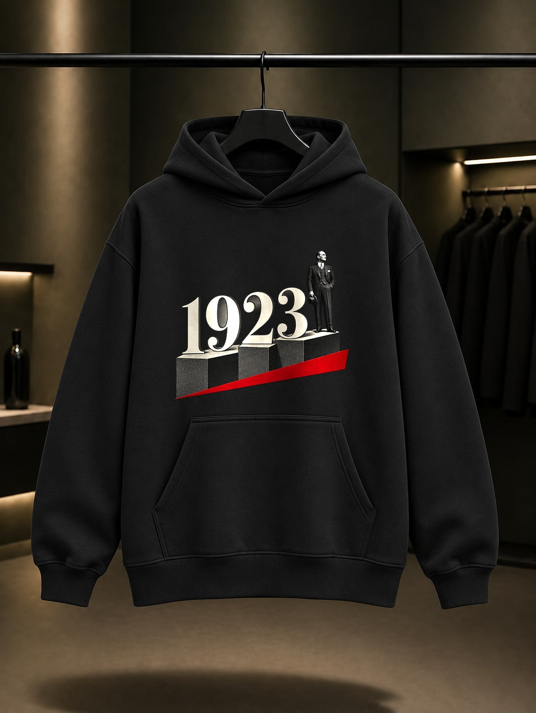 Republic Stair Baskılı Unisex %100 Pamuk Kapüşonlu Sweatshirt