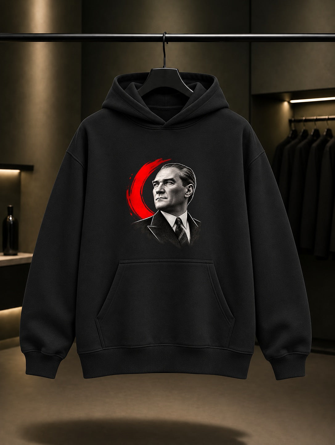 Ink Pause Baskılı Unisex %100 Pamuk Kapüşonlu Sweatshirt
