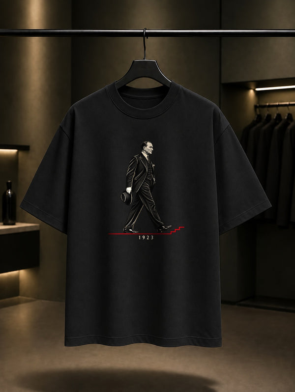 Route Line Baskılı Unisex %100 Pamuk Tişört