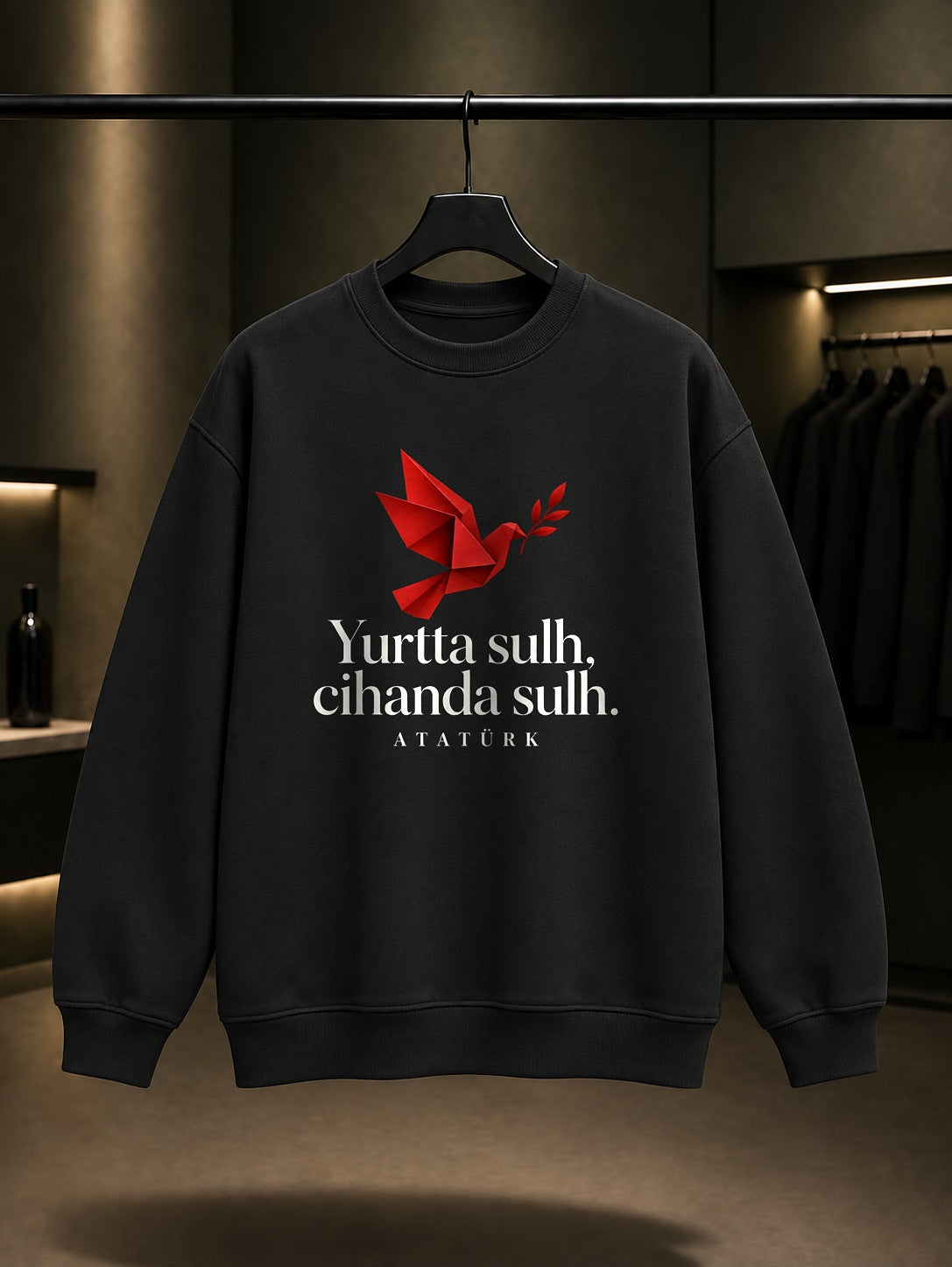 Peace Dove Baskılı Unisex %100 Pamuk Sweatshirt