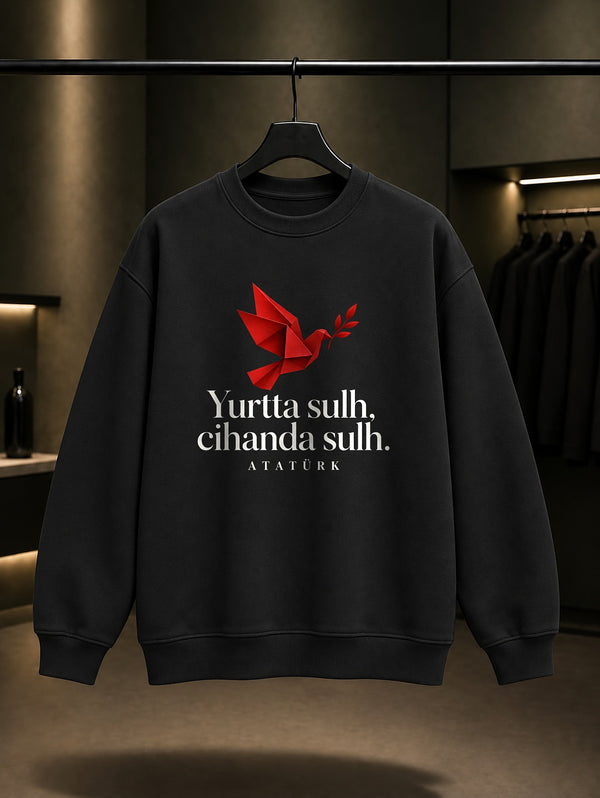Peace Dove Baskılı Unisex %100 Pamuk Sweatshirt
