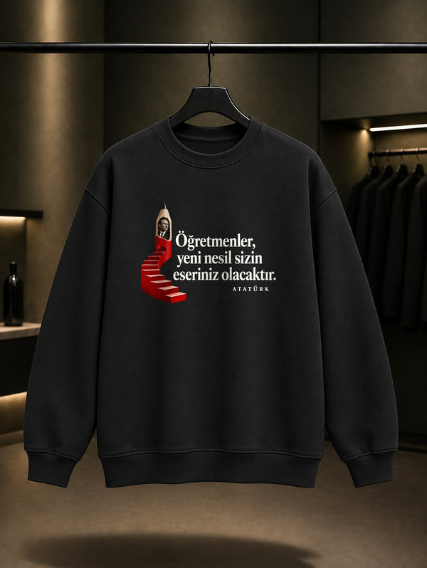Teachers Pencil Baskılı Unisex %100 Pamuk Sweatshirt