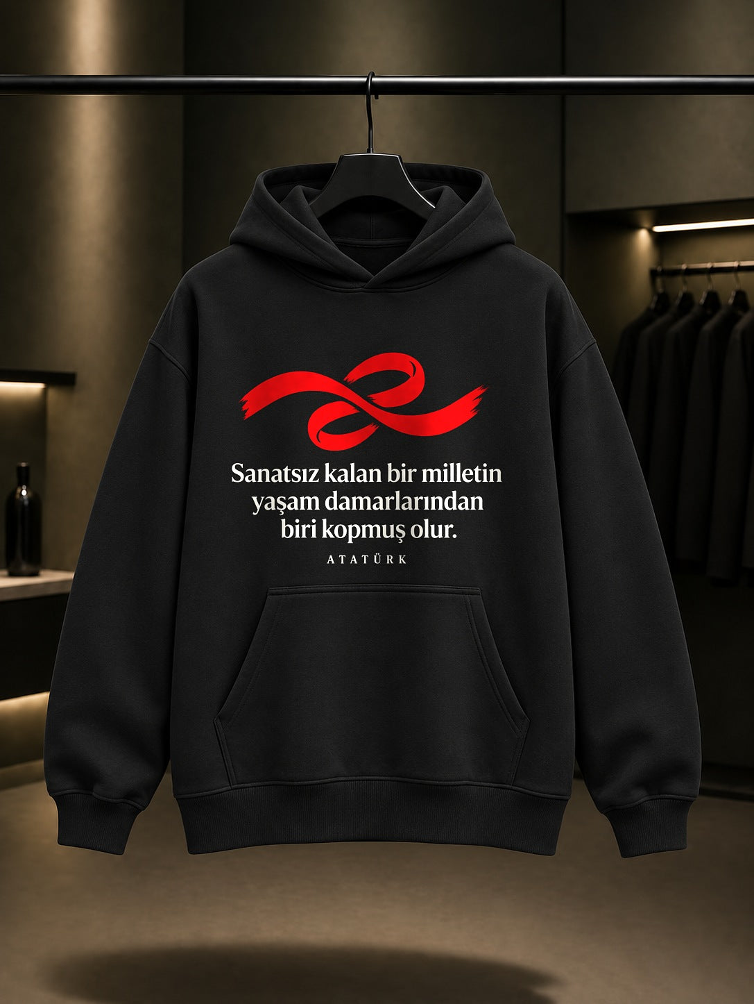 Art Lifeline Baskılı Unisex %100 Pamuk Kapüşonlu Sweatshirt