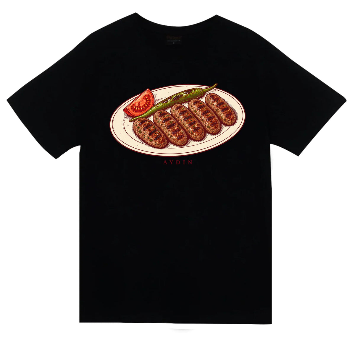 Aydın Çine Köftesi baskılı siyah t-shirt