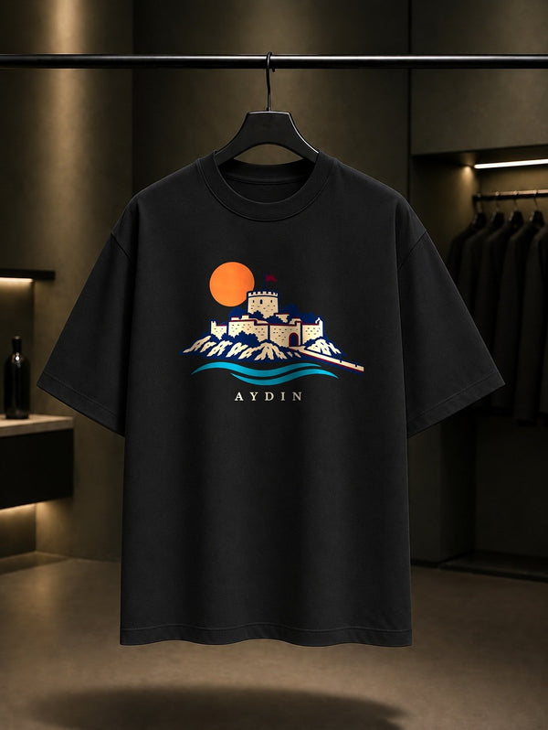 Aydın Güvercinada baskılı siyah t-shirt