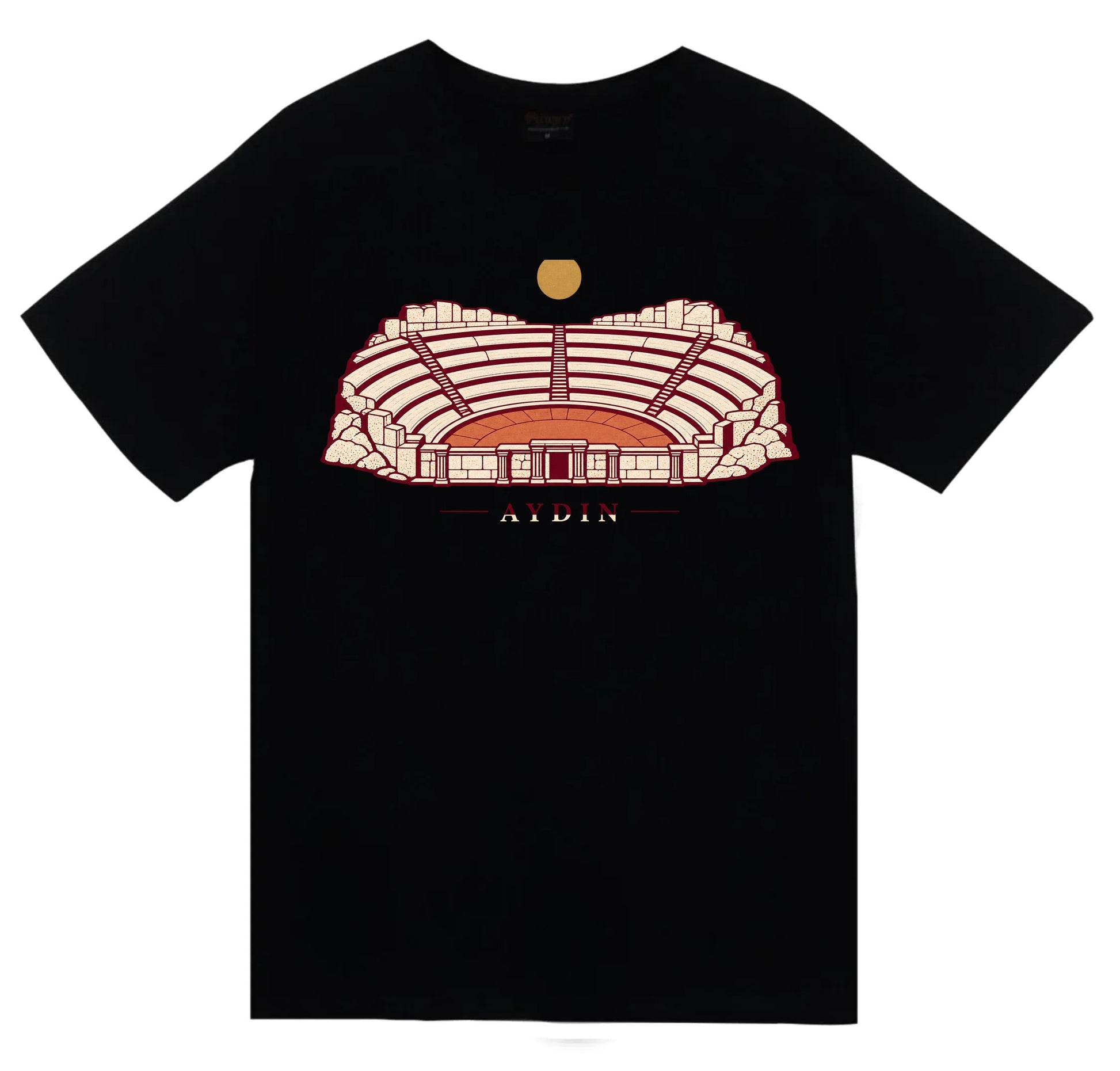 Aydın Milet Tiyatrosu baskılı siyah t-shirt