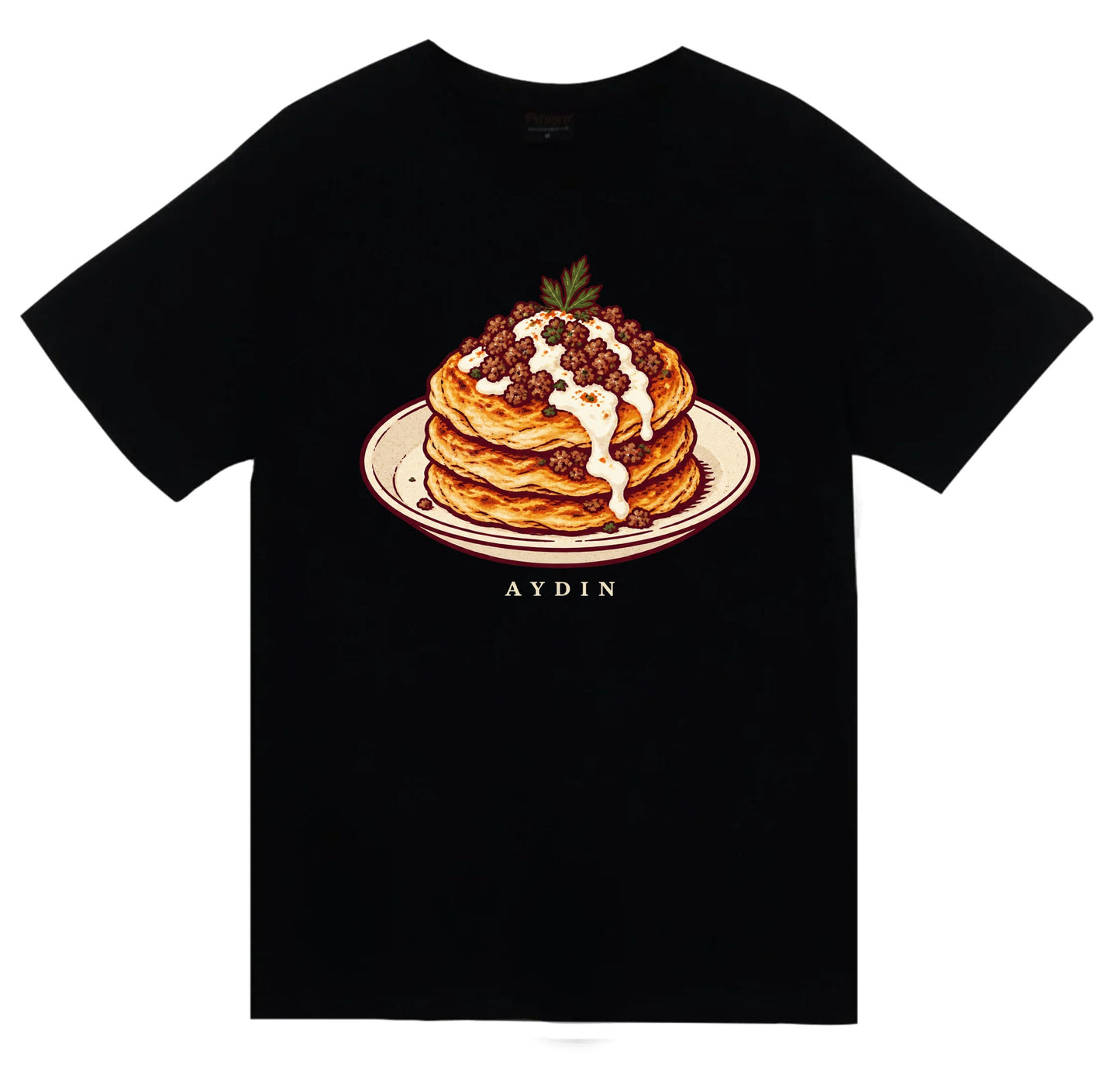 Aydın Paşa Böreği baskılı siyah t-shirt