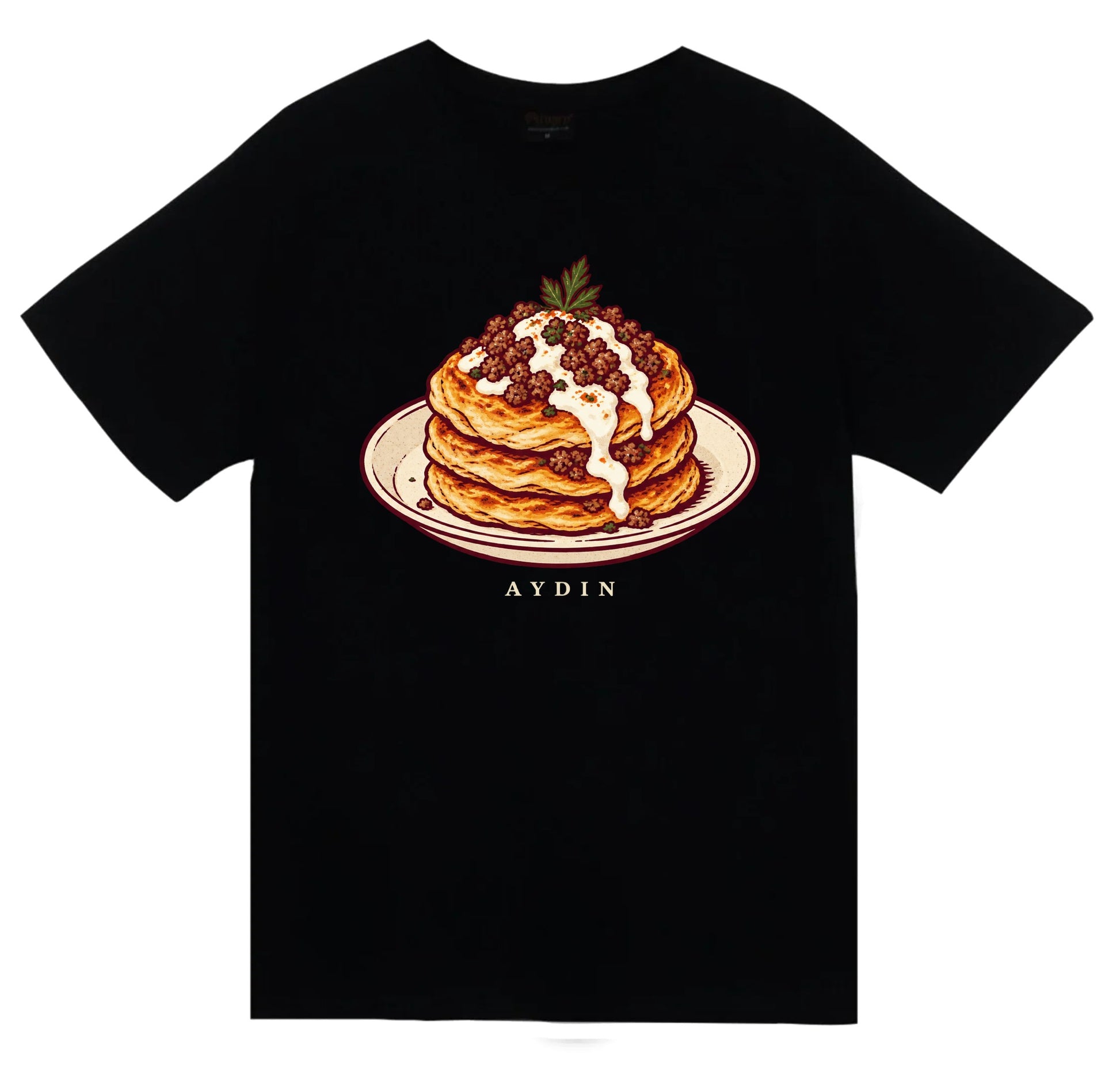 Aydın Paşa Böreği baskılı siyah t-shirt