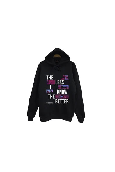 Tame Impala Müzik Grubu The Less I Know baskılı siyah kapüşonlu sweatshirt