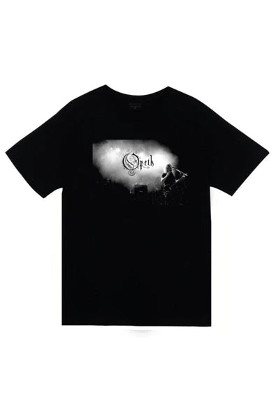 fame-stoned Opeth Müzik Grubu Baskılı Unisex %100 Pamuk Siyah T-shirt