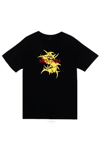 fame-stoned Sepultura Baskılı Unisex %100 Pamuk Siyah T-shirt