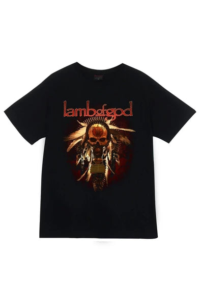 fame-stoned Lamb Of God Baskılı Unisex %100 Pamuk Siyah T-shirt