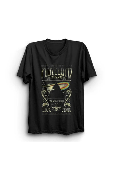 Pink Floyd Live at Carnegie Hall baskılı siyah tişört
