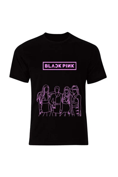 fame-stoned  Blackpink ( K-pop , Black Pink ) Özel Tasarım Unisex %100 Pamuk Siyah T-shirt