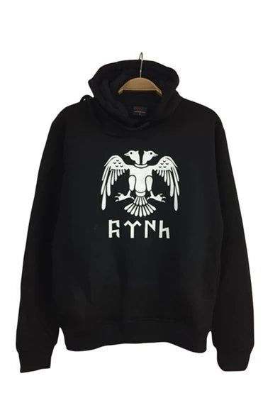 Fame Stoned baskılı siyah kapüşonlu sweatshirt