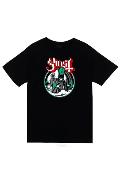 fame-stoned  Ghost Baskılı Unisex %100 Pamuk Siyah T-shirt