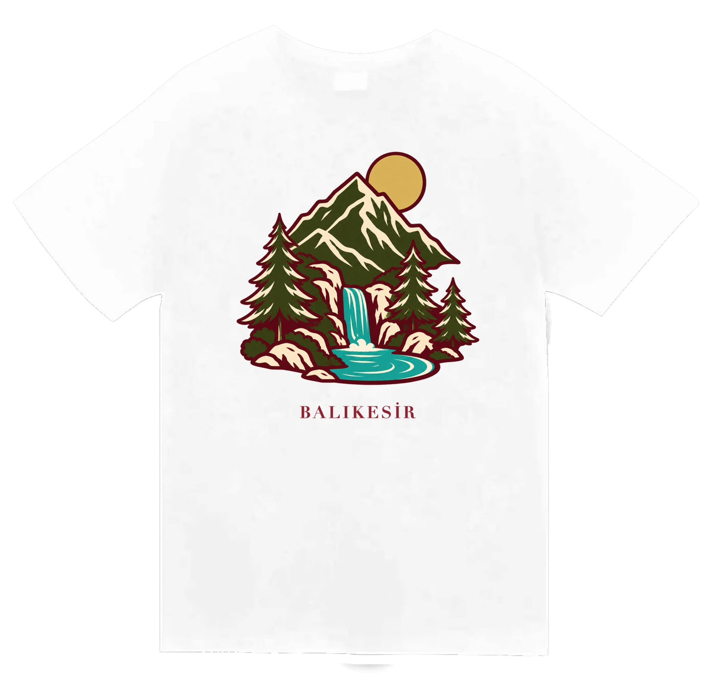 Balıkesir Kaz Dağları baskılı beyaz t-shirt
