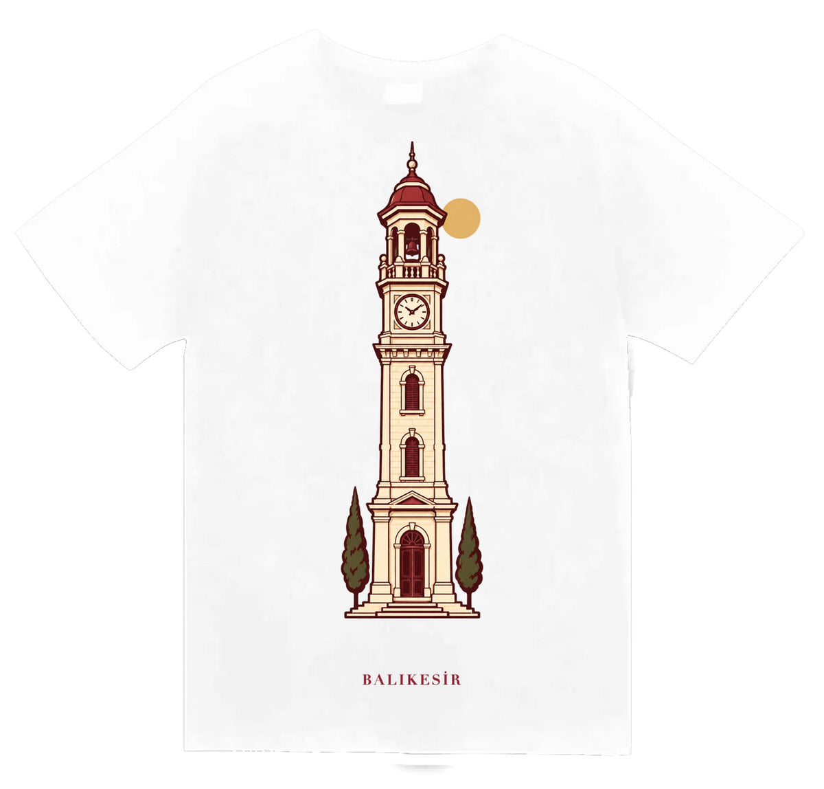 Balıkesir Saat Kulesi baskılı beyaz t-shirt