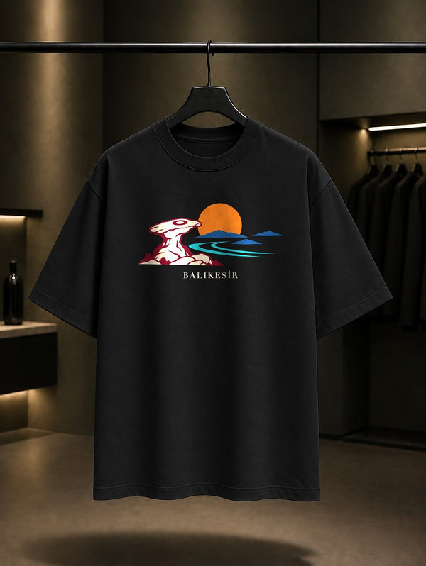 Balıkesir Şeytan Sofrası baskılı siyah t-shirt