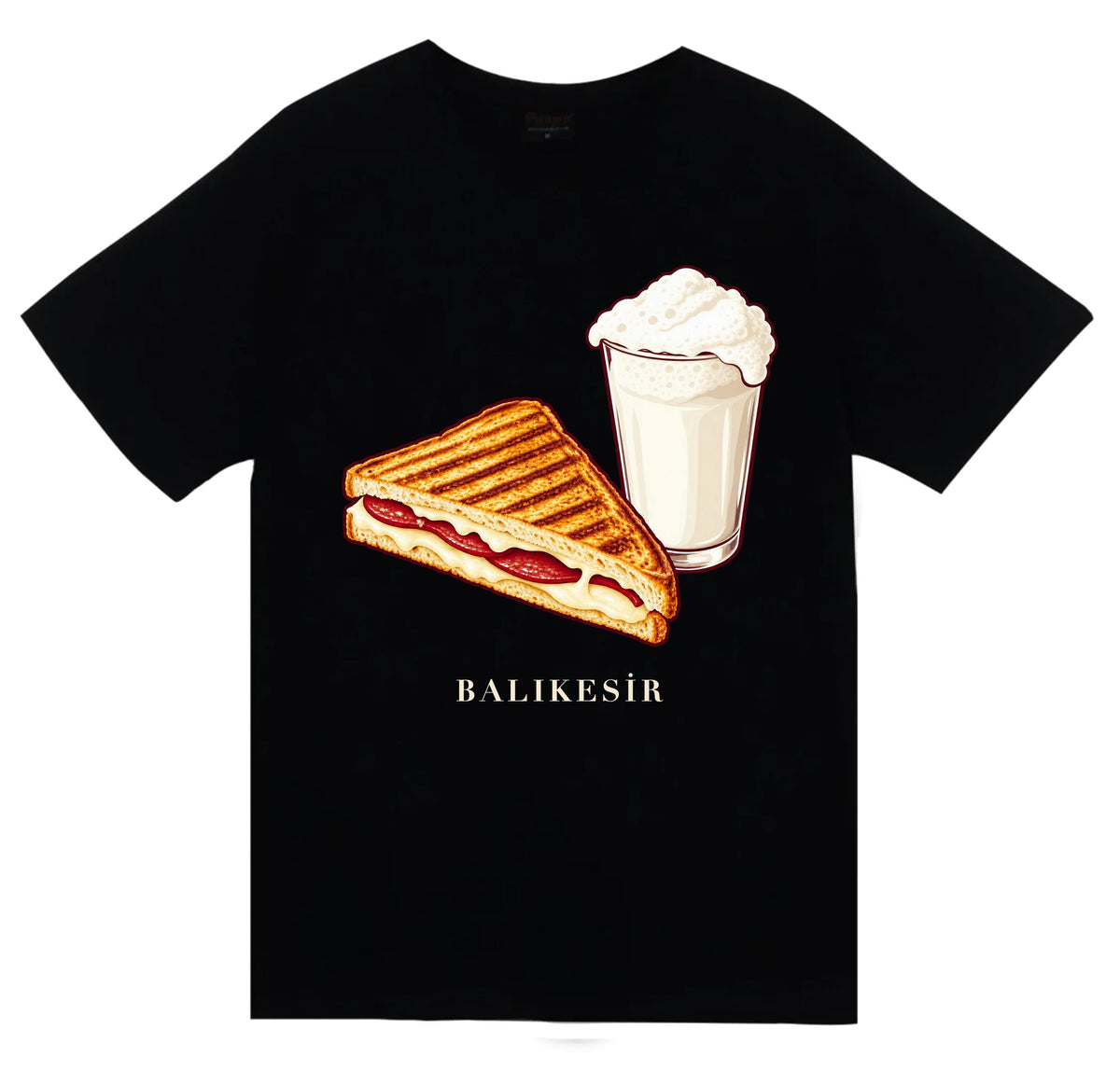 Balıkesir Susurluk Tostu baskılı siyah t-shirt